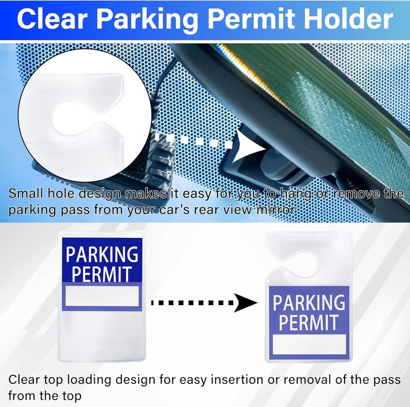 ecocstm 10 PCS Clear Parking Permit Holder, Rear View Mirror Hanger, Car Vertical Parking Lot Pass, Hang Tag Holde, Parking Pass Holder for Car Passes, Permits, Stickers - Image 4
